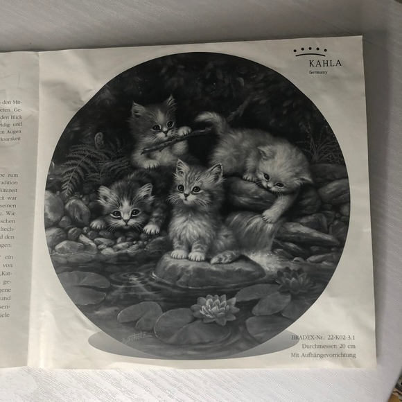 Vintage 1996 Kahla Jurgen Scholz Kitten Cat Artwork Dish Plate - Picture 10 of 11